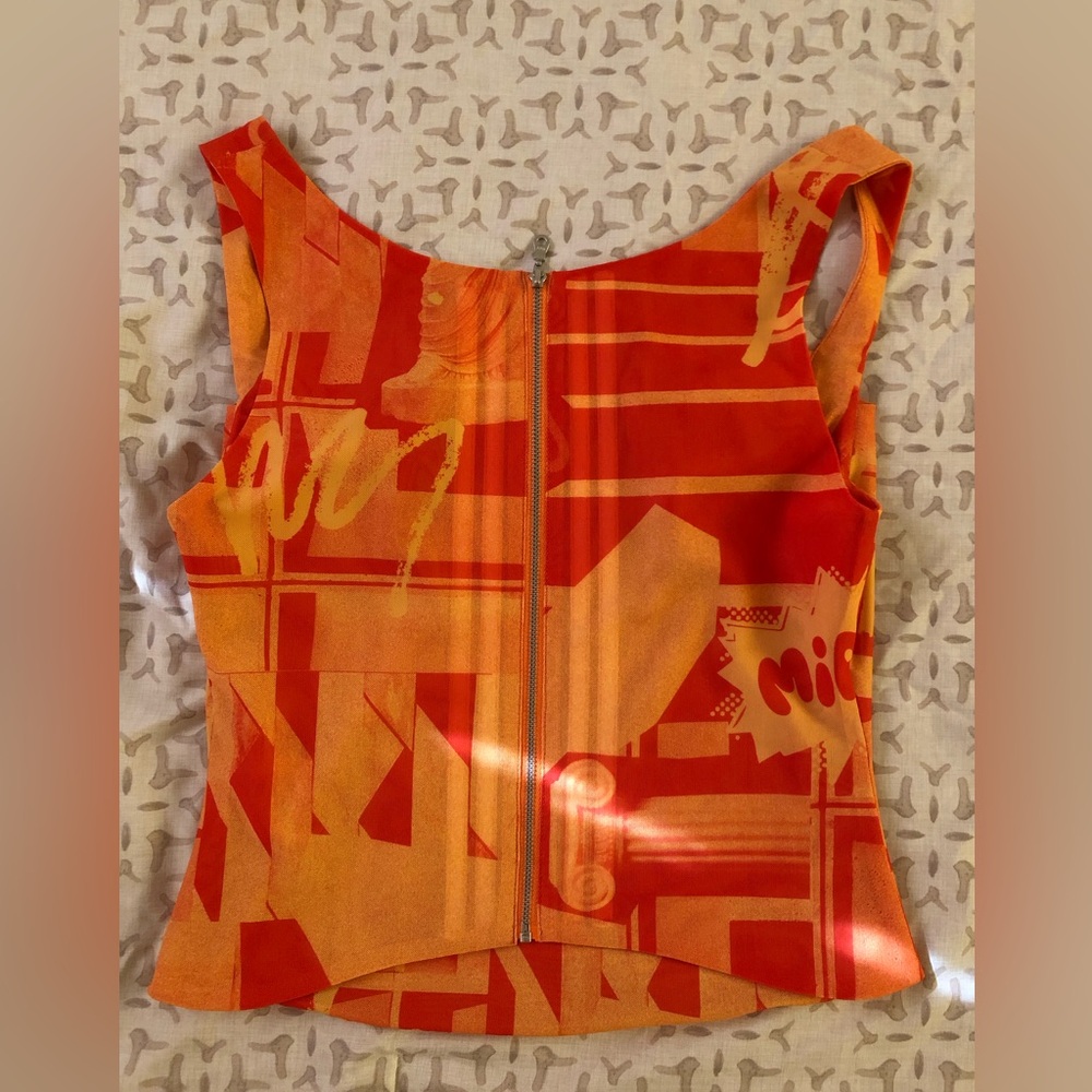 Miaou Orange and Red Printed Stretch Tank - Picture 3 of 3